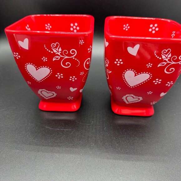 Temp-tations by Tara Seasonal Red White Floral Lace Hearts Squared Mug 18 oz - Picture 3 of 9